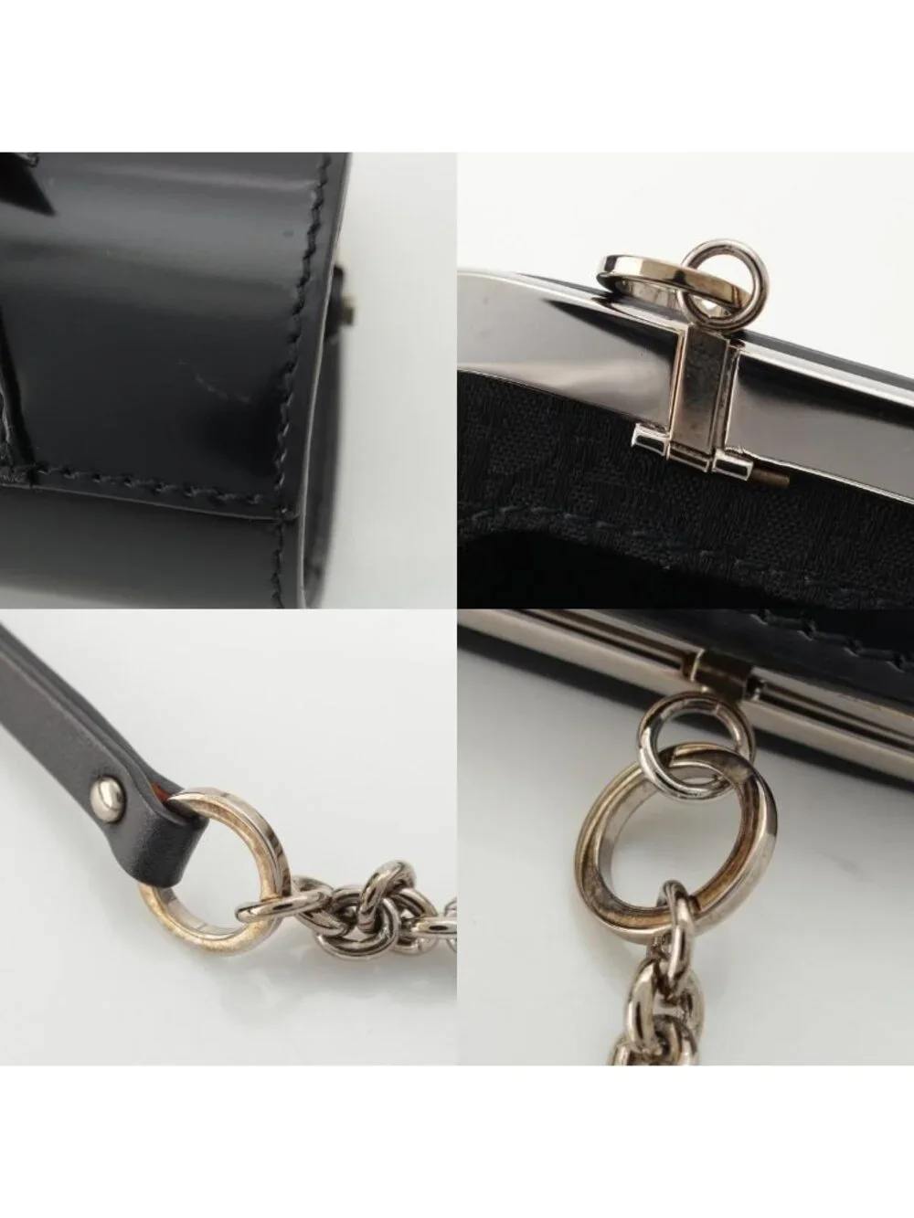 Dior Galiano Era Leather Bondage Chain Shoulder Bag Black